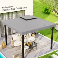 Outsunny 10' x 10' Gazebo Replacement Canopy, Gazebo Top Cover with Double Vented Roof for Garden Patio Outdoor TOP ONLY, Grey(m-1)