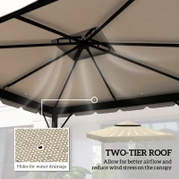 Outsunny 10' x 10' Gazebo Replacement Canopy, Gazebo Top Cover with Double Vented Roof for Garden Patio Outdoor TOP ONLY, Beige(m-4)