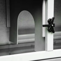 PawHut Solid Wood Rabbit Hutch Bunny Cage Pet Guinea Pig House Outdoor Small Animal Habitat w/ Ramp, Weather-Resistant Asphalt Openable Roof,Pull-out Tray, Light Grey(m-9)