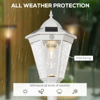 Outsunny 77" Solar Lamp Post Light, Waterproof Aluminum Outdoor Vintage Street Lamp, Motion Activated Sensor PIR, Adjustable Brightness, for Garden, Lawn, Pathway, Driveway, White(m-4)