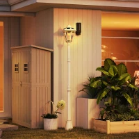 Outsunny 77" Solar Lamp Post Light, Waterproof Aluminum Outdoor Vintage Street Lamp, Motion Activated Sensor PIR, Adjustable Brightness, for Garden, Lawn, Pathway, Driveway, White(m-9)