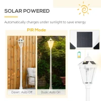 Outsunny 77" Solar Lamp Post Light, Waterproof Aluminum Outdoor Vintage Street Lamp, Motion Activated Sensor PIR, Adjustable Brightness, for Garden, Lawn, Pathway, Driveway, White(m-5)