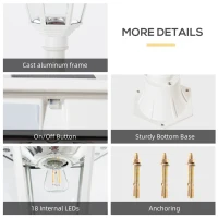 Outsunny 77" Solar Lamp Post Light, Waterproof Aluminum Outdoor Vintage Street Lamp, Motion Activated Sensor PIR, Adjustable Brightness, for Garden, Lawn, Pathway, Driveway, White(m-7)