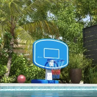 Soozier 2-in-1 Pool Basketball Hoop Poolside & Volleyball Set, Portable Basketball Hoop with Fillable Base(m-1)