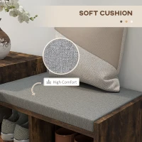 HOMCOM Upholstered Shoe Storage Bench, Hallway Shoe Storage with Seat, Drawer, 3 Open Shelves for Entryway, Rustic Brown(m-6)