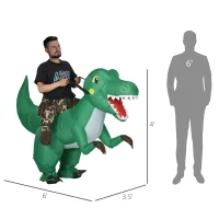 HOMCOM Halloween Inflatable Costume, Ride on Dinosaur Costumes for Adults, Funny Blow up Costume for Party, Cosplay, Green(m-3)