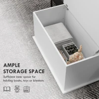 HOMCOM 31.5" Storage Chest with 2 Safety Hinges, Storage Box Organizer with Flip-Top Lid, Entryway Storage Bench, Oak(m-4)