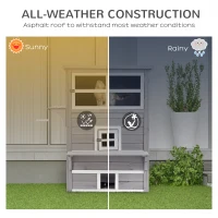 PawHut Outdoor Cat House, 3-Tier Kitty Shelter with 5 Escape Doors, Weather Resistant, Gray & White(m-5)