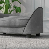 PawHut Pet Sofa Dog Couch for Small to Medium Sized Dogs with Soft Cushion, Removable Washable Cover, Velvet Touch, Grey(m-10)