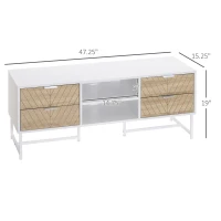 HOMCOM Modern TV Stand for TVs up to 47 inches, Media Console Table with Open Storage Shelves and Drawers for Living Room, White(m-3)