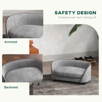 PawHut Pet Sofa Dog Couch for Small to Medium Sized Dogs with Soft Cushion, Removable Washable Cover, Velvet Touch, Grey(m-7)