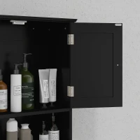 kleankin Medicine Cabinet, Bathroom Wall Cabinet with Shelf and Drawers for Hallway, Living Room, Black(m-9)