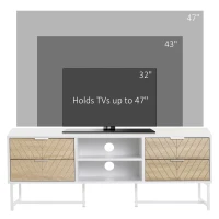 HOMCOM Modern TV Stand for TVs up to 47 inches, Media Console Table with Open Storage Shelves and Drawers for Living Room, White(m-4)