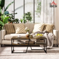 HOMCOM Industrial Coffee Table, 2-tier Center Table with Storage Shelf, Wood Look Accent Furniture with Metal Frame for Living Room, 41.7" x 21.7" x 17.7", Rustic Brown