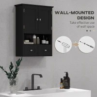 kleankin Medicine Cabinet, Bathroom Wall Cabinet with Shelf and Drawers for Hallway, Living Room, Black(m-5)