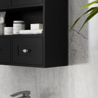 kleankin Medicine Cabinet, Bathroom Wall Cabinet with Shelf and Drawers for Hallway, Living Room, Black(m-10)