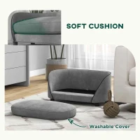 PawHut Pet Sofa Dog Couch for Small to Medium Sized Dogs with Soft Cushion, Removable Washable Cover, Velvet Touch, Grey(m-5)