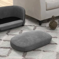 PawHut Pet Sofa Dog Couch for Small to Medium Sized Dogs with Soft Cushion, Removable Washable Cover, Velvet Touch, Grey(m-9)