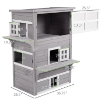 PawHut Outdoor Cat House, 3-Tier Kitty Shelter with 5 Escape Doors, Weather Resistant, Gray & White(m-3)