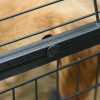 PawHut Folding Design Metal Dog Crate & Heavy Duty Kennel with Removable Tray 4 Locking Wheels 37" x 22.75" x 27.25"(m-12)
