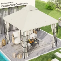 Outsunny 10' x 10' Gazebo Replacement Canopy Cover, 2 Tier Gazebo Roof Replacement TOP ONLY, Cream(m-1)
