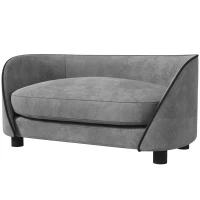 PawHut Pet Sofa Dog Couch for Small to Medium Sized Dogs with Soft Cushion, Removable Washable Cover, Velvet Touch, Grey(m-2)