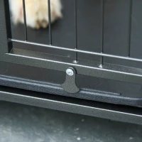PawHut Folding Design Metal Dog Crate & Heavy Duty Kennel with Removable Tray 4 Locking Wheels 37" x 22.75" x 27.25"(m-11)