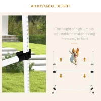 PawHut 8 Piece Dog Agility Set with Adjustable Height Jump Bars, Carry Bag, Displacing Top Bar, White(m-4)