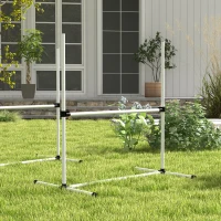 PawHut 8 Piece Dog Agility Set with Adjustable Height Jump Bars, Carry Bag, Displacing Top Bar, White(m-9)