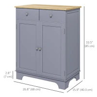 HOMCOM Kitchen Storage Cabinet with Adjustable Shelf, 2 Drawers and 2 Doors, Sideboard Buffet Cabinet, Grey(m-3)