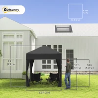 Outsunny 6.6'x6.6' Pop Up Canopy Tent with Sidewalls, Instant Sun Shelter Camping Gazebo with Carry Bag, Black(m-3)