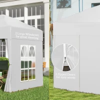 Outsunny 6.6'x6.6' Pop Up Canopy Tent with Sidewalls, Instant Sun Shelter Camping Gazebo with Carry Bag, White(m-7)