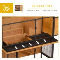 PawHut 48" 2-Story Large Rabbit Hutch Bunny Cage Wooden Pet House Metal Frame with Rooms, Ramp, No Leak Tray, Feeding Trough, Waterproof Asphalt Roof for Rabbits, Chickens, Ducks, Outdoor/Indoor(m-6)