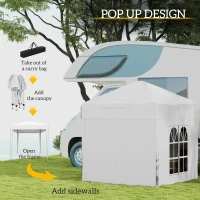 Outsunny 6.6'x6.6' Pop Up Canopy Tent with Sidewalls, Instant Sun Shelter Camping Gazebo with Carry Bag, White(m-4)