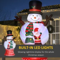 Outsunny 8ft Inflatable Christmas Snowman with Crystal Ball Body and Black Hat, Blow-Up Outdoor LED Yard Display for Lawn Garden Party(m-5)