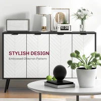 HOMCOM Modern Sideboard and Buffet, Dining Room Cabinet with Adjustable Shelves and 4 Doors, Black(m-5)