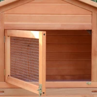 PawHut 122" Large Wooden Rabbit Hutch Bunny Hutch 2-Story Pet House Cage with Ramps, Lockable Doors, Run Area and Asphalt Roof for Outdoor Use, Natural(m-8)