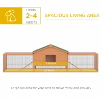 PawHut 122" Large Wooden Rabbit Hutch Bunny Hutch 2-Story Pet House Cage with Ramps, Lockable Doors, Run Area and Asphalt Roof for Outdoor Use, Natural(m-4)