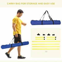PawHut 4 Piece Dog Agility Set with Adjustable Height Jump Bars, Carry Bag, Displacing Top Bar, Yellow Yellow(m-6)