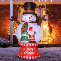 Outsunny 8ft Inflatable Christmas Snowman with Crystal Ball Body and Black Hat, Blow-Up Outdoor LED Yard Display for Lawn Garden Party(m-1)