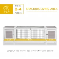 PawHut Rabbit Hutch, Bunny Cage, Guinea Pig House with Pull-Out Tray, and Divided Board for Indoor, White(m-4)