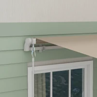 Outsunny 13' x 8' Retractable Awning, Patio Awnings, Sunshade Shelter w/ Manual Crank Handle, UV & Water-Resistant Fabric and Aluminum Frame for Deck, Balcony, Yard, Beige(m-9)