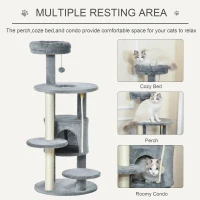 PawHut 41" Cat Tree Tower Activity Center with Condo, Scratching Posts and Hanging Toys, Dark Grey(m-6)