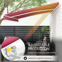Outsunny 13'x8' Manual Retractable Patio Awning Water-resistant Sun Shade Outdoor Deck Window Door Canopy Shelter Aluminum Frame (Wine Red)(m-4)