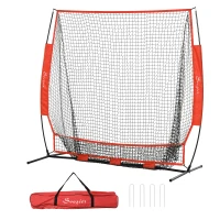 Soozier 6' x 6' Baseball Net for Hitting Pitching Practice with Carry Bag, Red(m-2)