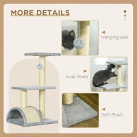 PawHut 28" Cat Tree with Scratching Post, Pad, Toy Ball for Indoor Cats, Light Grey(m-5)