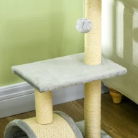 PawHut 28" Cat Tree with Scratching Post, Pad, Toy Ball for Indoor Cats, Light Grey(m-10)