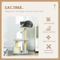 PawHut 28" Cat Tree with Scratching Post, Pad, Toy Ball for Indoor Cats, Light Grey(m-4)