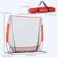 Soozier 6' x 6' Baseball Net for Hitting Pitching Practice with Carry Bag, Red(m-3)