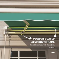Outsunny 10' x 8' Retractable Awning, Patio Awnings, Sunshade Shelter w/ Manual Crank Handle, UV & Water-Resistant Fabric and Aluminum Frame for Deck, Balcony, Yard, Green(m-6)